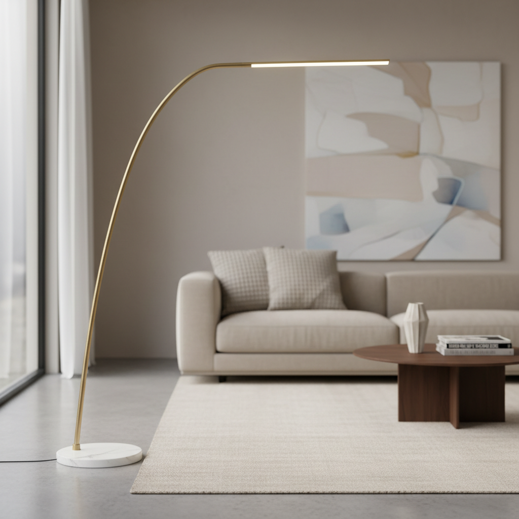 LED Arc Floor Lamp with Adjustable Arm – Modern Home Lighting